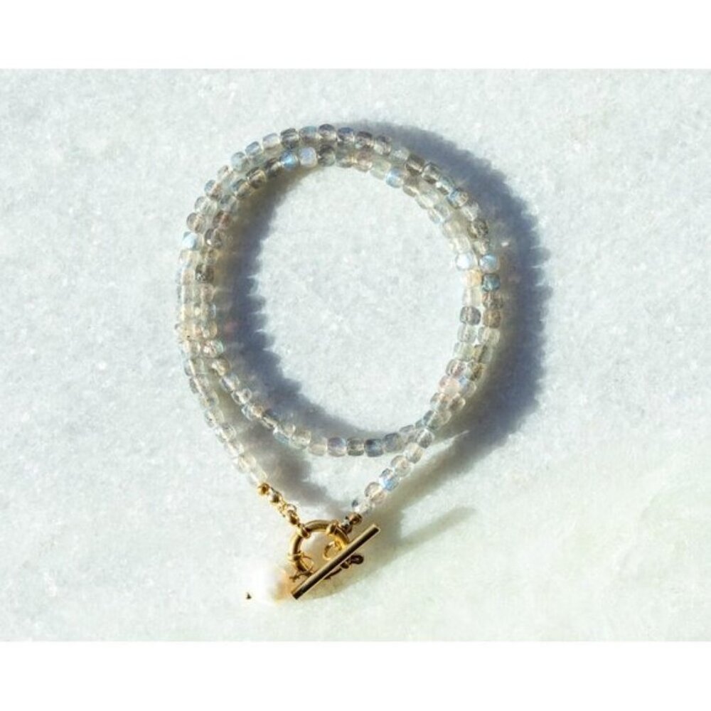 GORGEOUS Gemstone Beaded Necklace Baroque Pearl + Toggle Clasp Waterproof Gold - Picture 16 of 16
